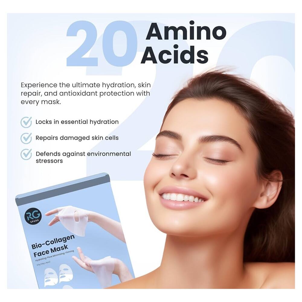 NEW 4 Pack Collagen Face Mask Hydrating Sheet Overnight Mask - Picture 4 of 5